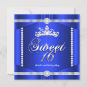 Elite Royal Blue Princess Sweet 16 Party Diamond Kaart (Voorkant)