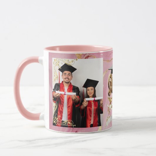Elite Roze-Marmer & Goud Persoonlijke Afstuderen Mok (Links)