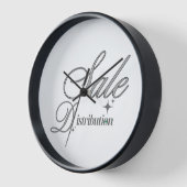 Elite Silver Script Executive Black Wood Wall Cloc (Hoek)