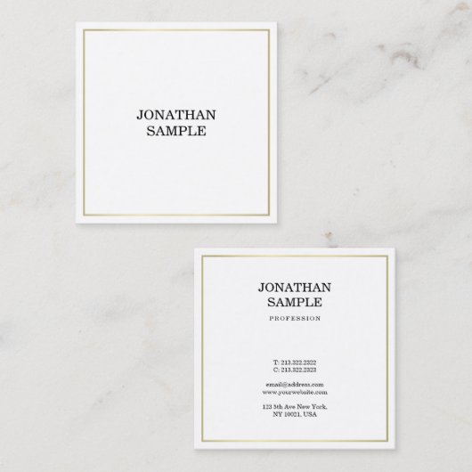 Elite Slank Design Trendy Gold Plain Moderne Chic Vierkante Visitekaartje (Voorkant / Achterkant)