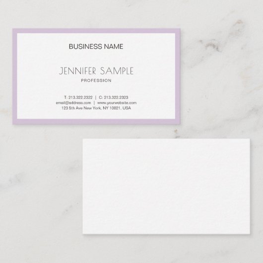 Elite Slank Design Trendy Violet Paarse Luxury Visitekaartje (Voorkant / Achterkant)