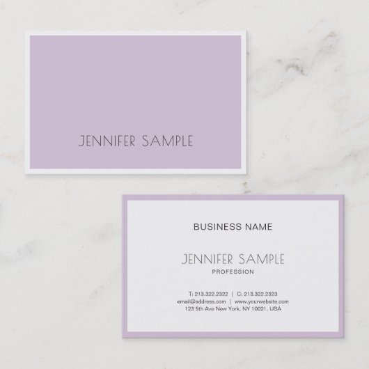 Elite strak design Trendy Violet Paarse luxe Visitekaartje (Voorkant / Achterkant)