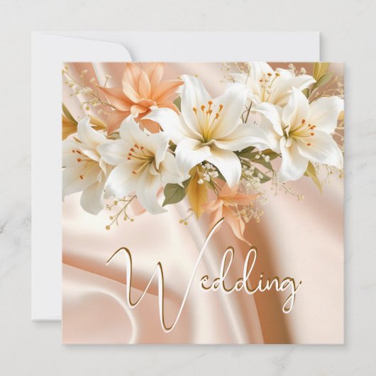 Elite Trouwen Bloemen Lelies Witte Perzik Zijde Kaart (Voorkant)