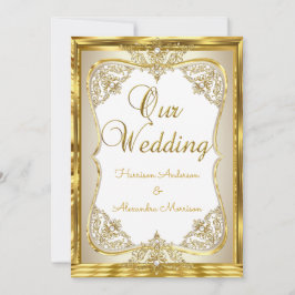 Elite Trouwfeest Goud Wit beige Crème Parel Kaart