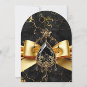 Elite Verjaardag Zwart Goud Marmeren Juweel Kaart (Voorkant)