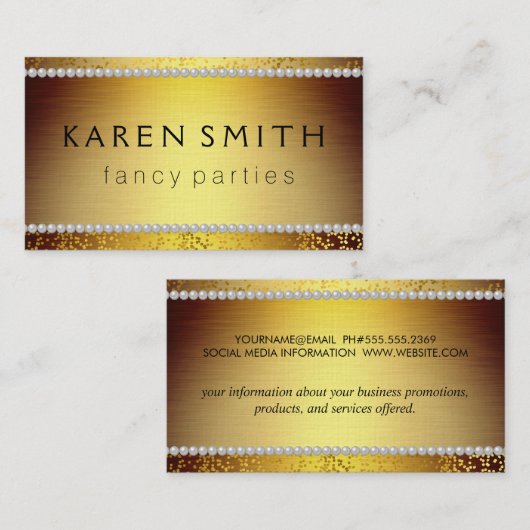 Elite VIP Luxe Gouden / Goud Spikkels Visitekaartje (Voorkant / Achterkant)