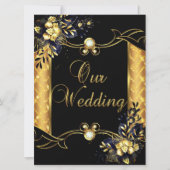 Elite Wedding Gold Black Floral Diamonds Kaart (Voorkant)