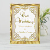 Elite Wedding Gold White beige Cream Pearl Kaart (Staand voorkant)