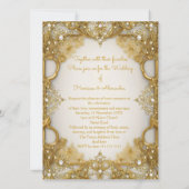 Elite Wedding Gold White beige Cream Pearls Lijst Kaart (Achterkant)