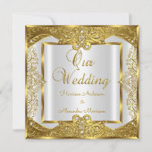Elite Wedding Gold White Pearls Lijst Kaart (Voorkant)