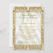 Elite Wedding Gold White Silk Diamond Frame Heart Kaart (Achterkant)