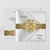 Elite White Gold Black Birthday Party Kaart (Voorkant / Achterkant)