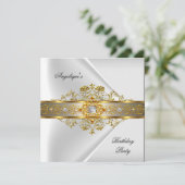 Elite White Gold Black Birthday Party Kaart (Staand voorkant)