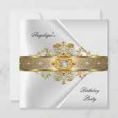 Elite White Gold Black Birthday Party Kaart (Voorkant)