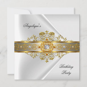 Elite White Gold Black Birthday Party Kaart