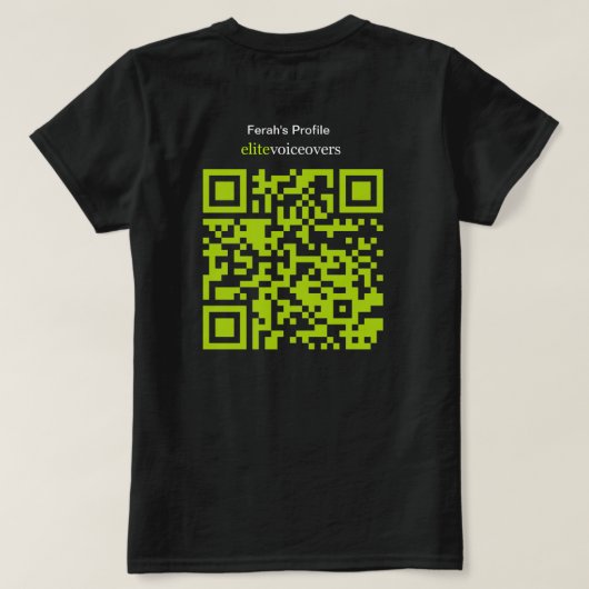 EliteVoiceovers Ferah's Black T-Shirt (Design achterkant)