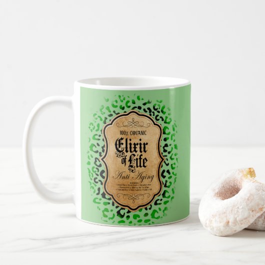 Elixer Life Potion Design Coffee Mok Cup (Met donut)