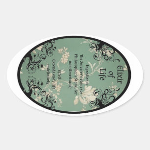 Elixir of life-potionetiket ovale sticker