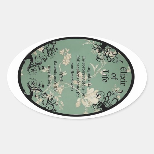 Elixir of life-potionetiket ovale sticker (Voorkant)