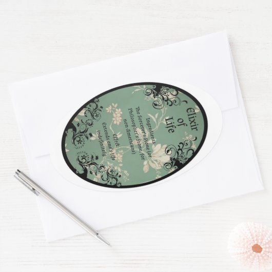 Elixir of life-potionetiket ovale sticker (Envelop)