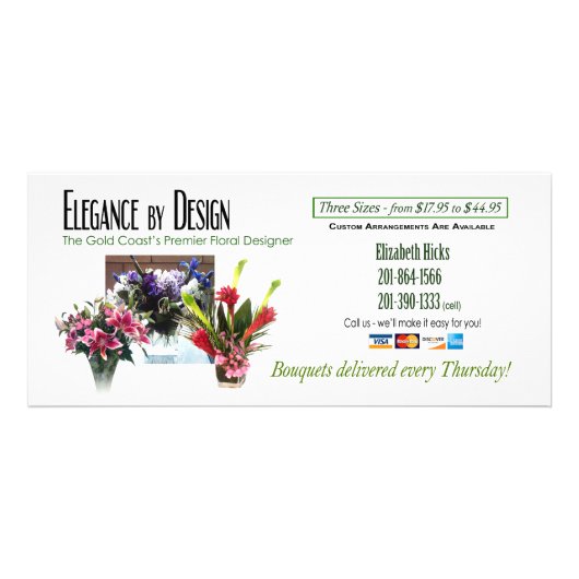 Eliz Hicks Elegance via Design Rack Card Reclamekaart (Achterkant)