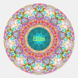 ELIZA ~ Zoete bloemmotief ~ gepersonaliseerd Ronde Sticker