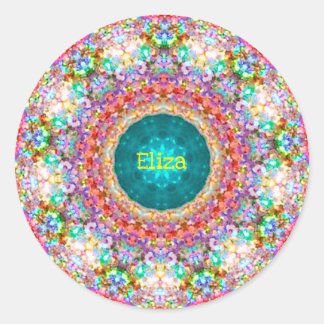 ELIZA ~ Zoete bloemmotief ~ gepersonaliseerd Ronde Sticker