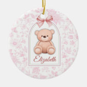 Elizabeth | Aangepaste Roze Teddybeer Nursery Desi Keramisch Ornament (Voorkant)