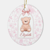 Elizabeth | Aangepaste Roze Teddybeer Nursery Desi Keramisch Ornament (Links)