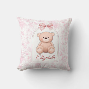 Elizabeth Aangepaste Roze Teddybeer Nursery Desi Kussen