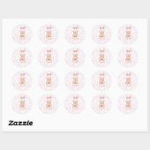 Elizabeth | Aangepaste Roze Teddybeer Nursery Desi Ronde Sticker (Vel)