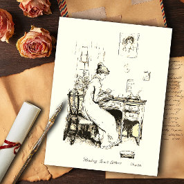 Elizabeth Bennet leest brief van zus Beige Briefkaart
