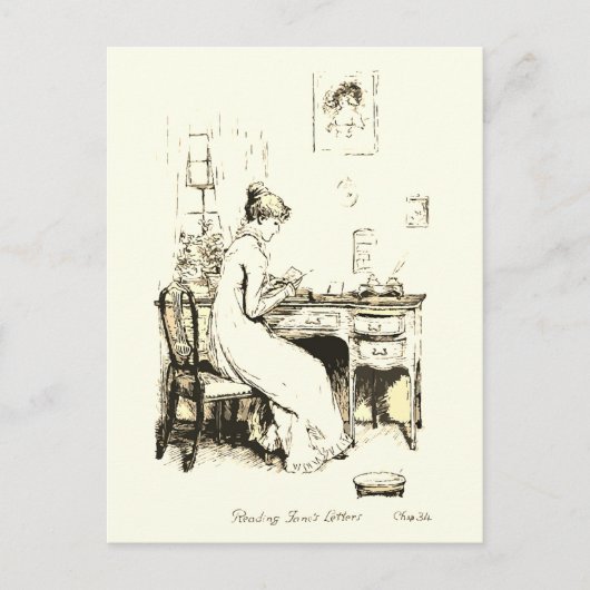 Elizabeth Bennet leest brief van zus Beige Briefkaart (Voorkant)