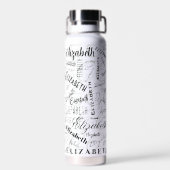 Elizabeth Black White Aangepaste naam Waterfles (Achterkant)