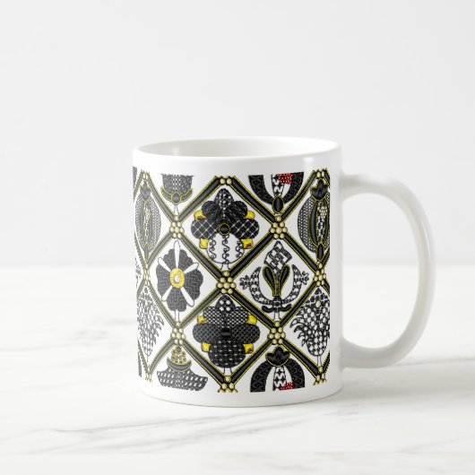 Elizabeth Blackwork tegel Koffiemok (Rechts)