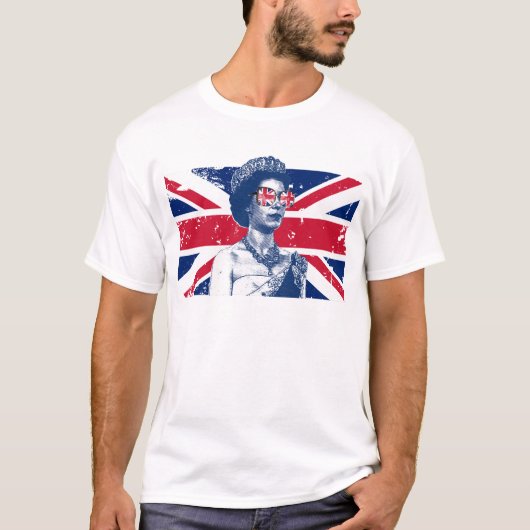 Elizabeth Britse vlag Engeland Koningin van Engela T-shirt (Voorkant)