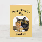 Elizabeth Calico Cat Happy Birthday Kaart (Voorkant)