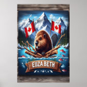 Elizabeth Canadian Beaver en bergen Poster (Voorkant)