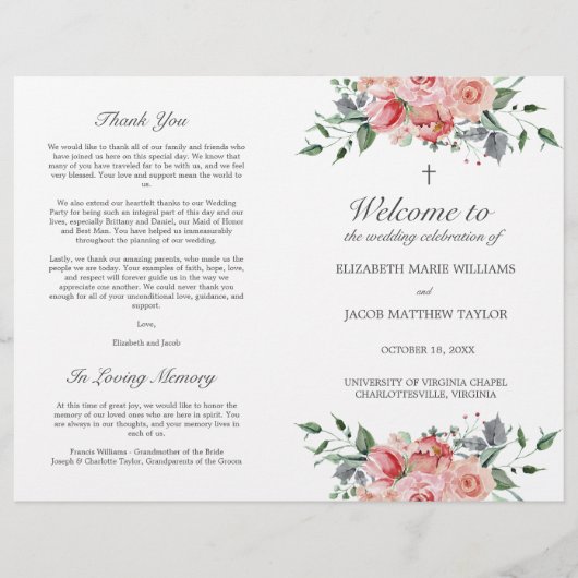 Elizabeth Christelijk Wedding Ceremony Programma (Voorkant)