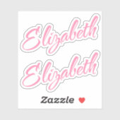 Elizabeth Decoratieve Naam in Roze x2 Sticker (Vel)
