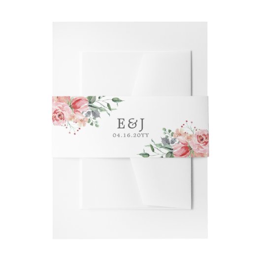 Elizabeth Elegant Pink Floral Wedding Uitnodigingen Wikkel (Voorkant Voorbeeld)