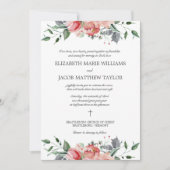 Elizabeth Elegant Pink Flowers Christelijk Wedding Kaart (Voorkant)