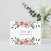 Elizabeth Elegant roze bloemen Weddenschap Briefkaart (Staand voorkant)