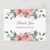 Elizabeth Elegant roze bloemen Weddenschap Briefkaart (Voorkant)