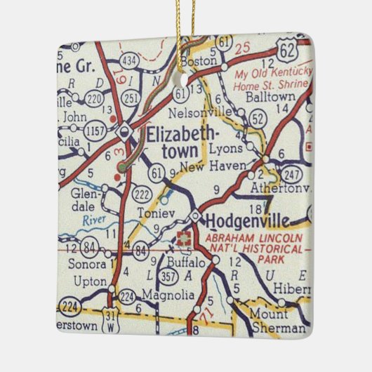Elizabeth Elizabeth KY  Map Keramisch Ornament (Links)
