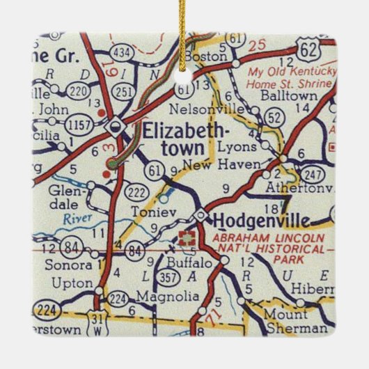 Elizabeth Elizabeth KY  Map Keramisch Ornament (Achterkant)