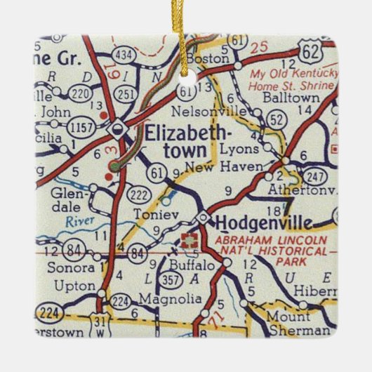 Elizabeth Elizabeth KY  Map Keramisch Ornament (Voorkant)