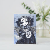 Elizabeth Gothic Victoriaans Persian Cat Angel Briefkaart (Staand voorkant)