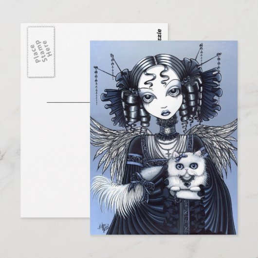 Elizabeth Gothic Victoriaans Persian Cat Angel Briefkaart (Voorkant / Achterkant)