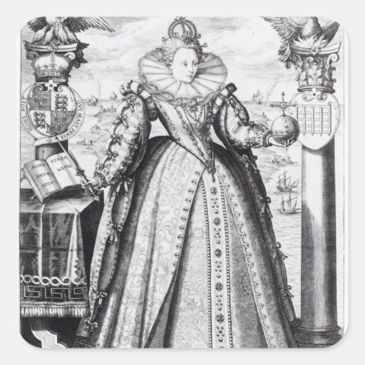 Elizabeth I 1596 Vierkante Sticker (Voorkant)